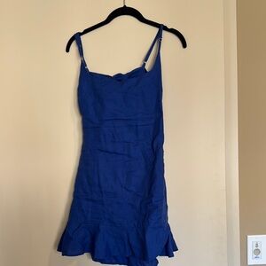 Olivaceous Blue Peplum Mini Dress Spaghetti Strap